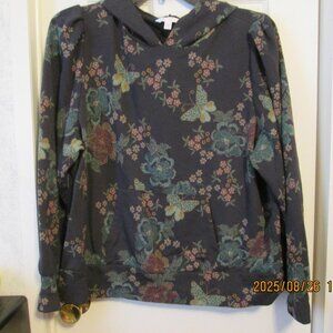 LC Lauren Conrad Floral & Butterfly Sweatshirt Hoodie Size XXL